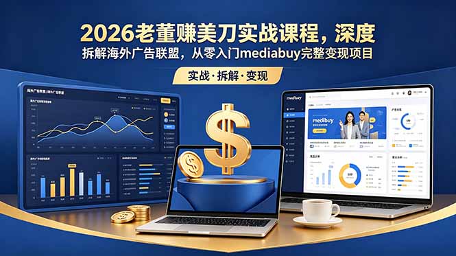 2026老董赚美刀实战课程，深度拆解海外广告联盟，从零入门mediabuy完整变现项目-云网创