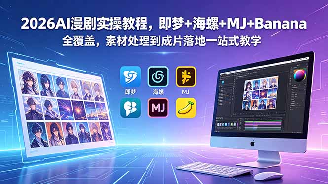 2026AI漫剧实操教程，即梦+海螺+MJ+Banana全覆盖，素材处理到成片落地一站式教学-云网创