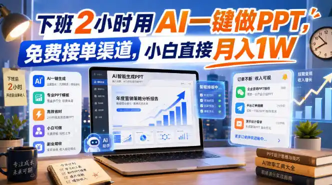下班2小时用AI一键做PPT,免费接单渠道,小白直接月入1W【揭秘】-云网创