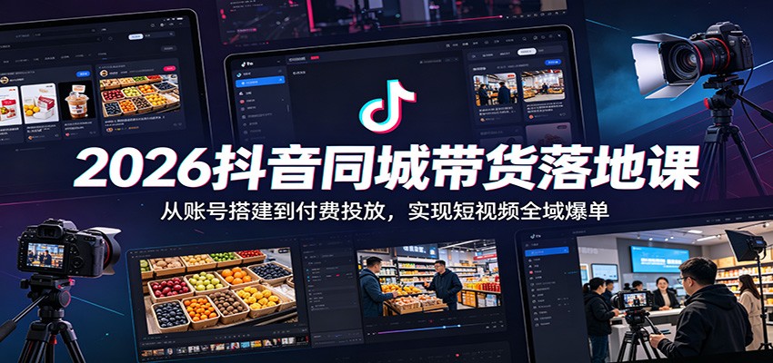 2026抖音同城带货落地课：从账号搭建到付费投放，实现短视频全域爆单-云网创
