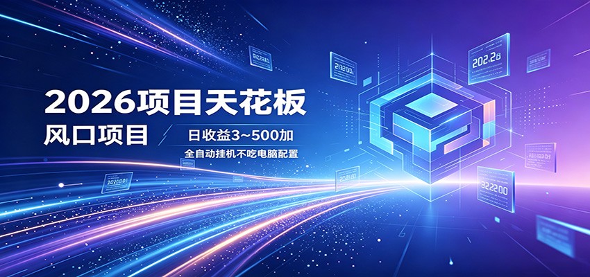 2026项目天花板，风口项目，日收益3~500+全自动挂机，不吃配置-云网创