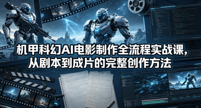 机甲科幻AI电影制作全流程实战课，从剧本到成片的完整创作方法-云网创