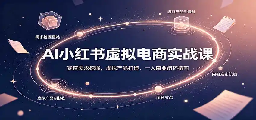 AI小红书虚拟电商实战课：赛道需求挖掘，虚拟产品打造，一人商业闭环指南-云网创