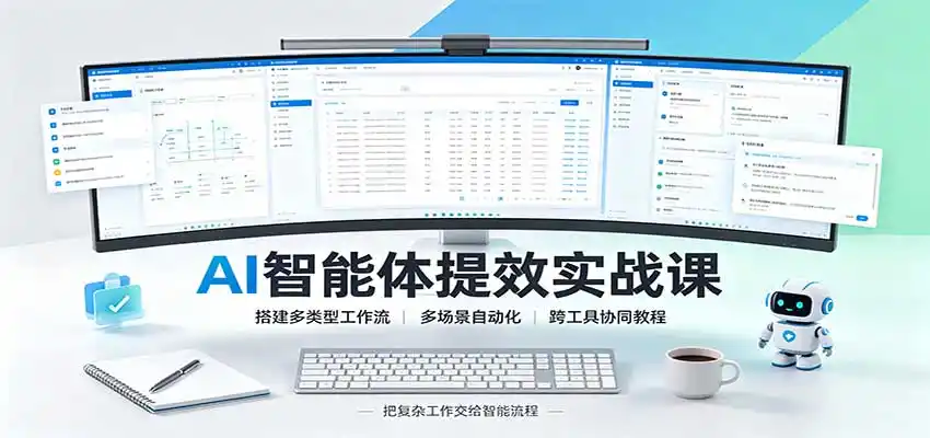 AI智能体提效实战课:搭建多类型工作流,多场景自动化,跨工具协同教程-云网创