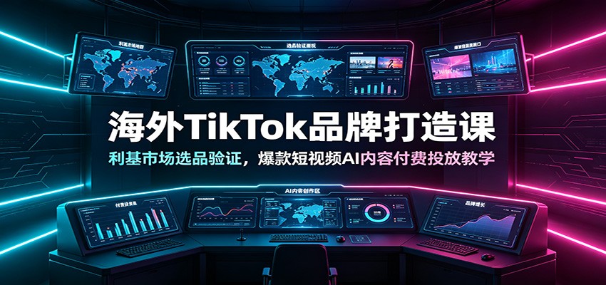 海外TikTok品牌打造课：利基市场选品验证，爆款短视频AI内容付费投放教学-云网创