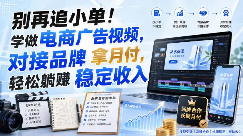 别再追小单!学做电商广告视频,对接品牌拿月付,轻松躺賺稳定收入【原创双语字幕】-云网创