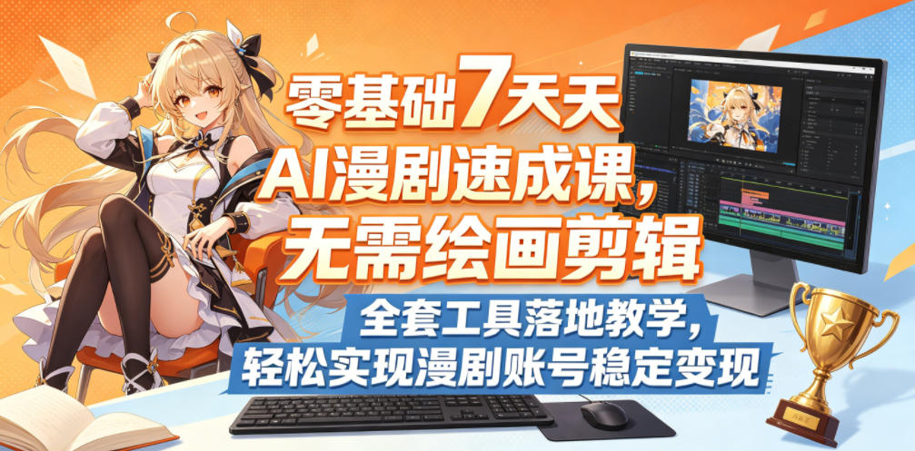 零基础7天AI漫剧速成课，无需绘画剪辑，全套工具落地教学，轻松实现漫剧账号稳定变现-云网创