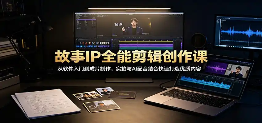 故事IP全能剪辑创作课:从软件入门到成片制作,实拍与AI配音结合快速打造优质内容-云网创