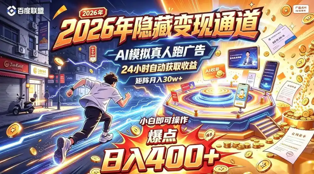 2026年别死磕自媒体,隐藏变现通道,AI模拟真人自动跑广告,小白即可操作,日入400+,矩阵月入可达到30w+【揭秘】-云网创