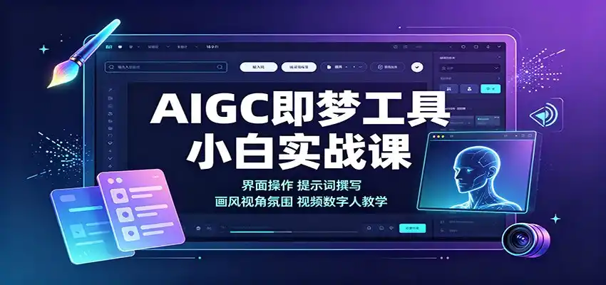 AIGC即梦工具小白实战课:界面操作,提示词撰写,画风视角氛围视频数字人教学-云网创