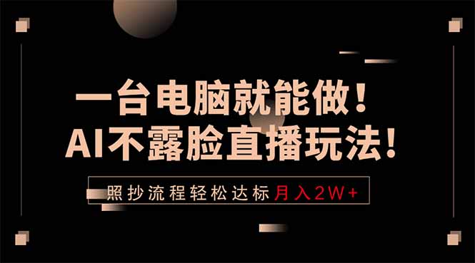 一台电脑就能做！AI不露脸直播玩法，照抄流程轻松达标月入2W+-云网创