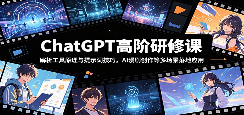 ChatGPT高阶研修课：解析工具原理与提示词技巧，AI漫剧创作等多场景落地应用-云网创