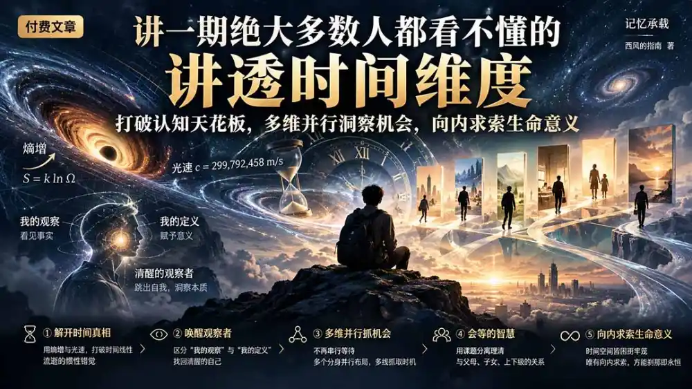 付费文章:讲一期绝大多数人都看不懂的,讲透时间维度,打破认知天花板,多维并行洞察机会,向内求索生命意义-云网创