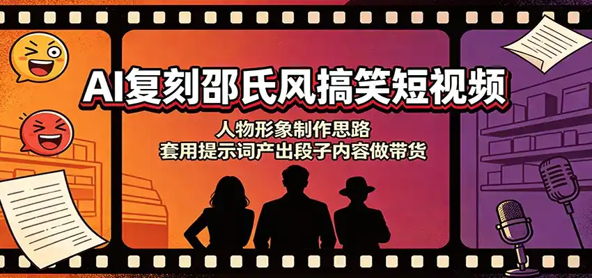 AI复刻邵氏风搞笑短视频:人物形象制作思路,套用提示词产出段子内容做带货-云网创