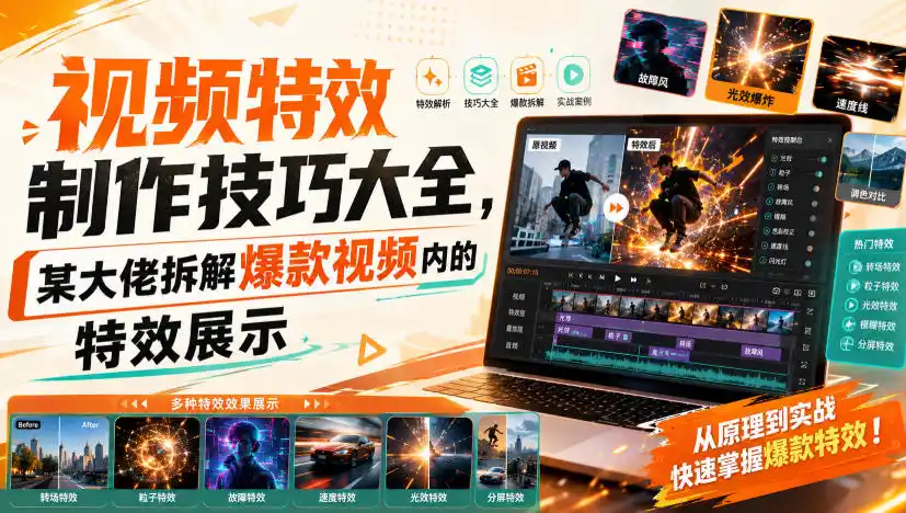 视频特效制作技巧大全，某大佬拆解爆款视频内的特效展示-云网创
