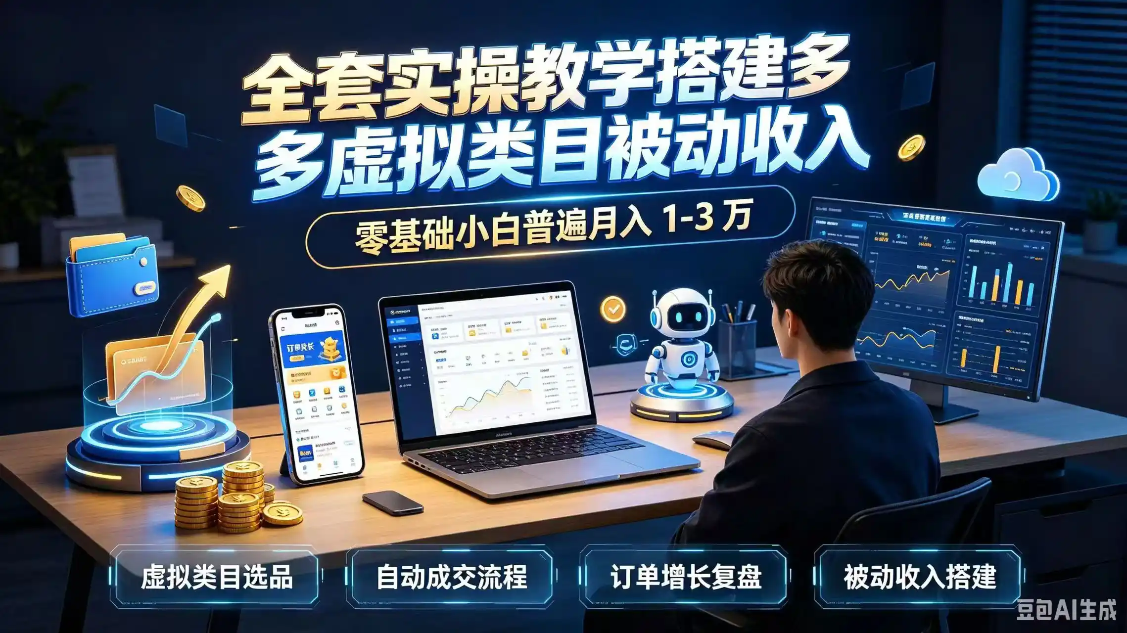 全套实操教学搭建多多虚拟类目被动收入,零基础小白普遍月入 1-3 万-云网创