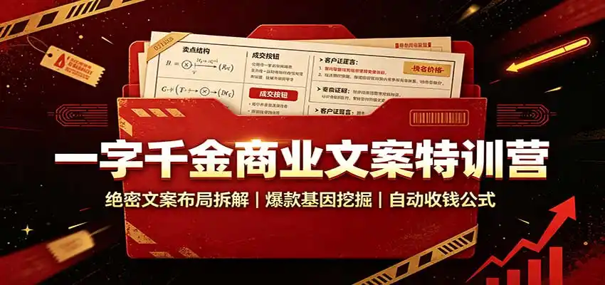 一字千金商业文案特训营:绝密文案布局拆解,爆款基因挖掘,自动收钱公式-云网创