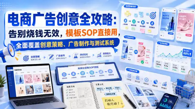 电商广告创意全攻略：告别烧钱无效，模板SOP直接用，全面覆盖创意策略、广告制作与测试系统【原创双语字幕】-云网创