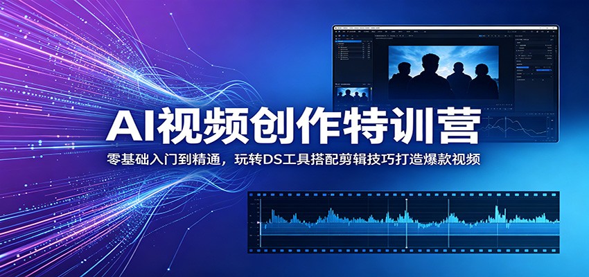 AI视频创作特训营：零基础入门到精通，玩转DS工具搭配剪辑技巧打造爆款视频-云网创
