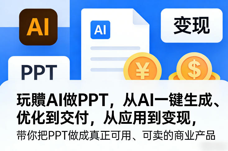 玩賺AI做PPT，从AI一键生成、优化到交付，从应用到变现，带你把PPT做成真正可用、可卖的商业产品(更新0513)-云网创
