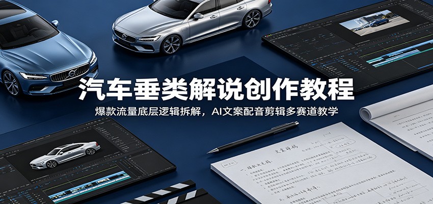 汽车垂类解说创作教程：爆款流量底层逻辑拆解，AI文案配音剪辑多赛道教学-云网创