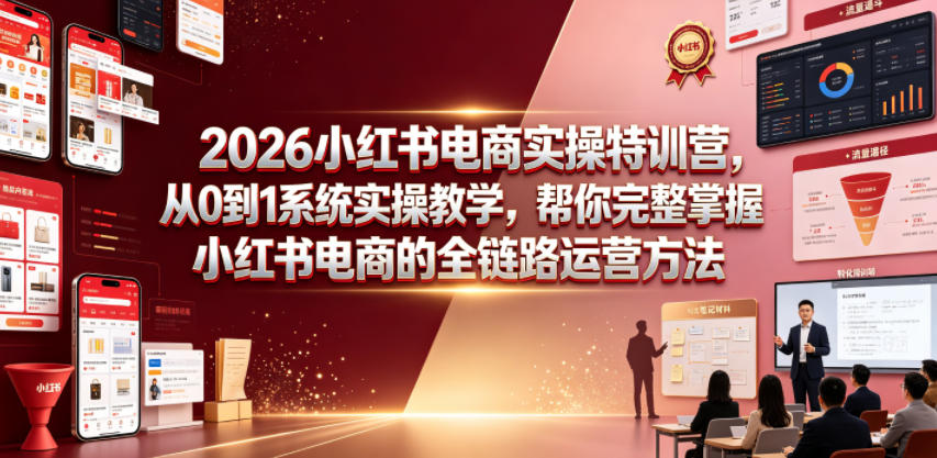 2026小红书电商实操特训营，从0到1系统实操教学，帮你完整掌握小红书电商的全链路运营方法-云网创