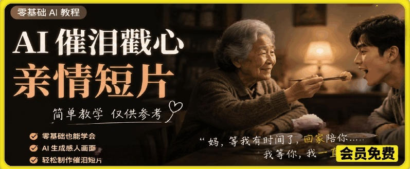 AI催泪戳心亲情短片，零基础AI教程，简单教学仅供参考-云网创