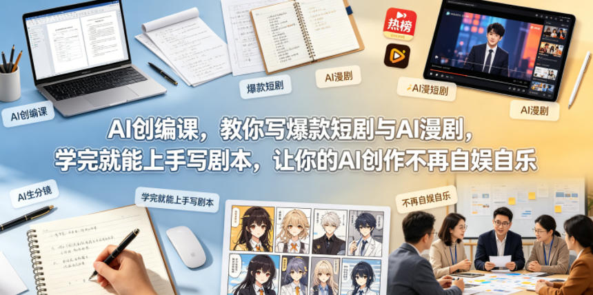 AI创编课，教你写爆款短剧与AI漫剧，学完就能上手写剧本，让你的AI创作不再自娱自乐(更新0521)-云网创
