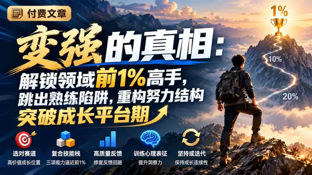 付费文章:变强的真相:解锁领域前1%高手,跳出熟练陷阱,重构努力结构突破成长平台期-云网创