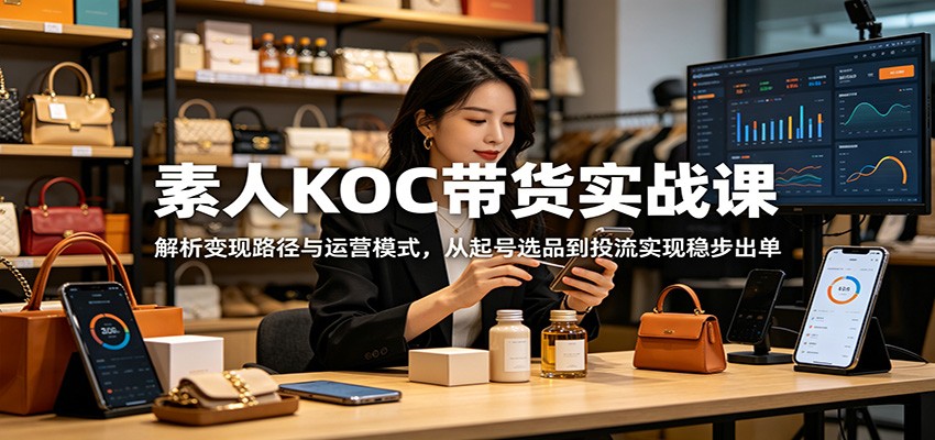素人KOC带货实战课：解析变现路径与运营模式，从起号选品到投流实现稳步出单-云网创