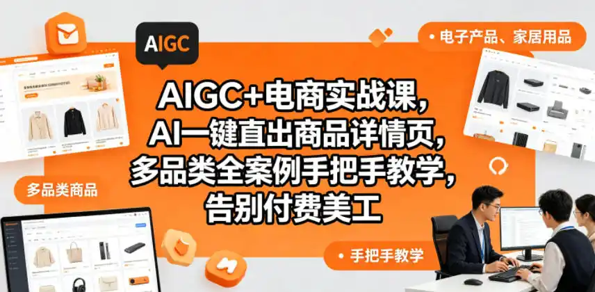 AIGC+电商实战课，AI一键直出商品详情页，多品类全案例手把手教学，告别付费美工(更新0820)-云网创