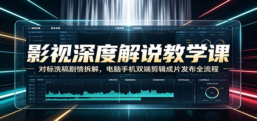 影视深度解说教学课：对标洗稿剧情拆解，电脑手机双端剪辑成片发布全流程-云网创