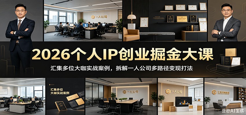 2026个人IP创业掘金大课：汇集多位大咖实战案例，拆解一人公司多路径变现打法-云网创