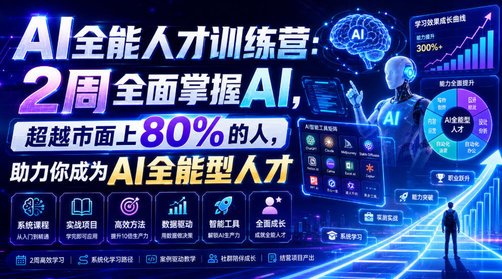 AI全能人才训练营：2周全面掌握AI，超越市面上80%的人，助力你成为AI全能型人才-云网创