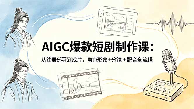 AIGC爆款短剧制作课：从注册部署到成片，角色形象+分镜+配音全流程-云网创