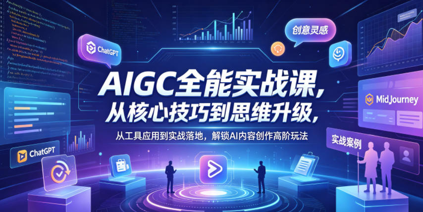 AIGC全能实战课，从核心技巧到思维升级，从工具应用到实战落地，解锁AI内容创作高阶玩法-云网创