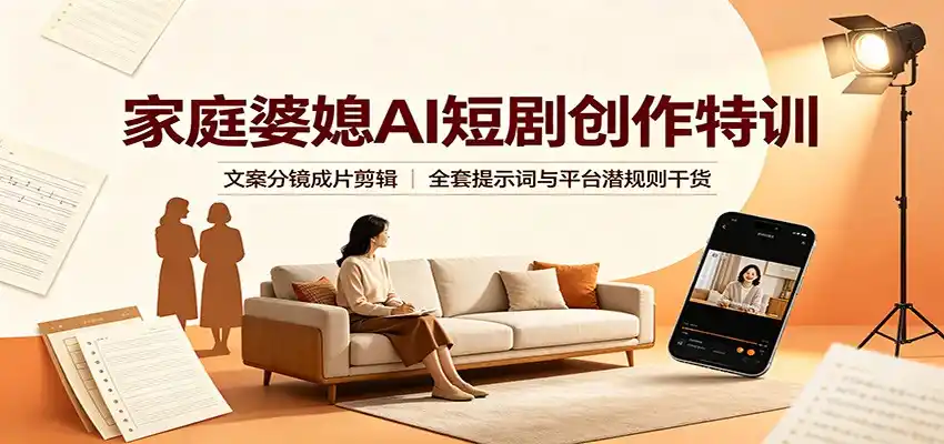 家庭婆媳AI短剧创作特训：文案分镜成片剪辑，全套提示词与平台潜规则干货-云网创
