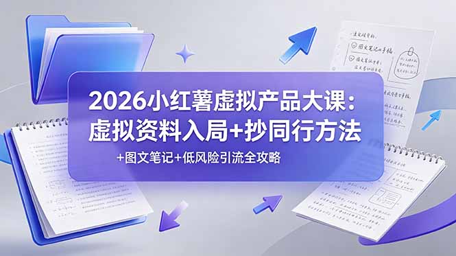 2026小红薯虚拟产品大课：虚拟资料入局+抄同行方法+图文笔记+低风险引流全攻略-云网创