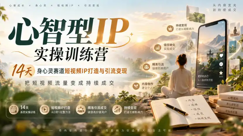 心智型IP实操训练营|14天身心灵赛道短视频IP打造与引流变现,把短视频流量变成持续成交-云网创