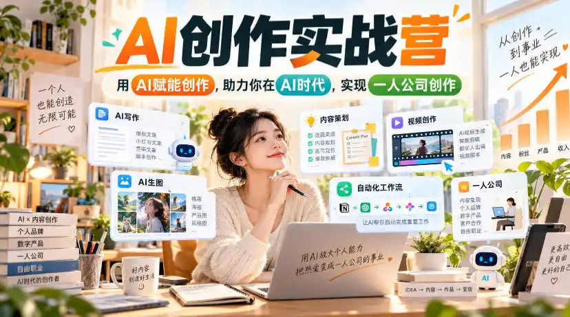 AI创作实战营,用AI赋能创作,助力你在AI时代,实现一人公司创作(更新)-云网创