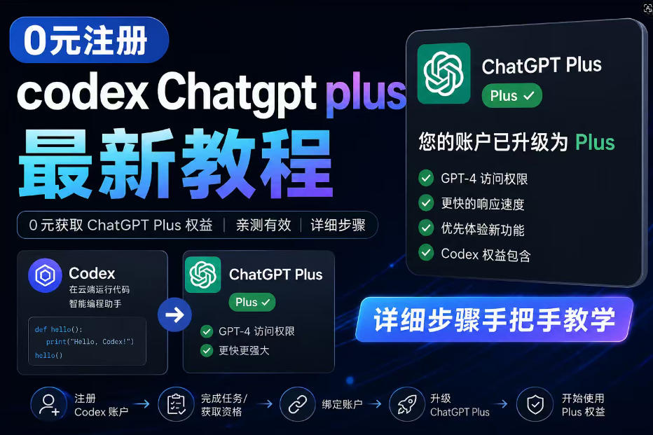 0元全自动注册codex gpt plus最新教程，0元获取GPT Plus权益，手把手详细教学-云网创