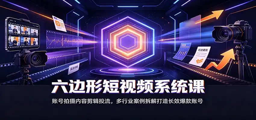 六边形短视频系统课:账号拍摄内容剪辑投流,多行业案例拆解打造长效爆款账号-云网创