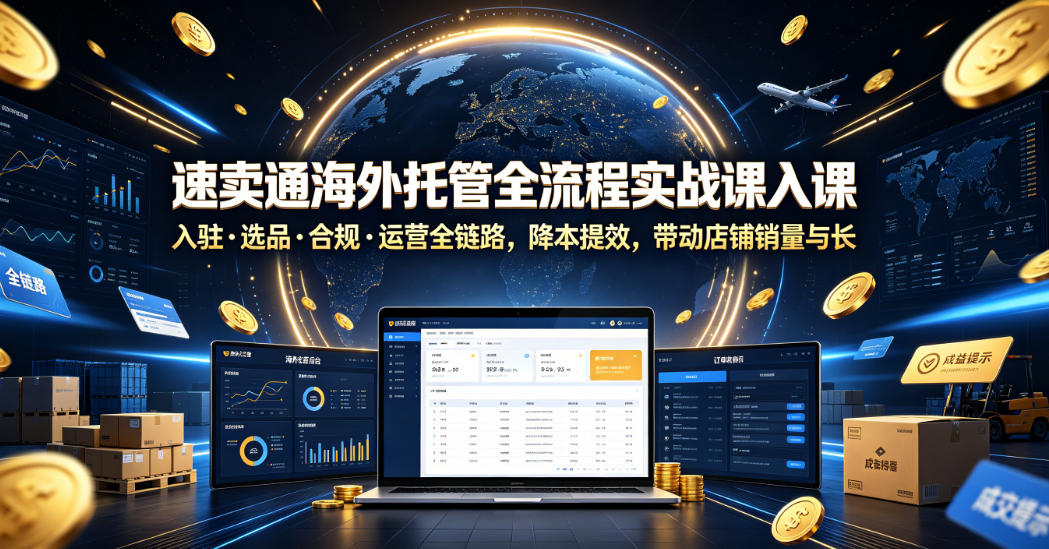 速卖通海外托管全流程实战课入驻・选品・合规・运营全链路，降本提效，带动店铺销量与收益增长-云网创