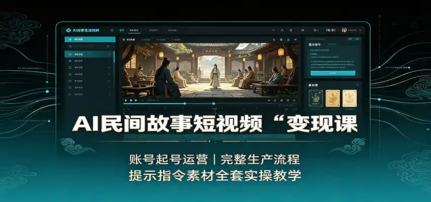 AI民间故事短视频变现课：账号起号运营，完整生产流程，提示指令素材全套实操教学-云网创