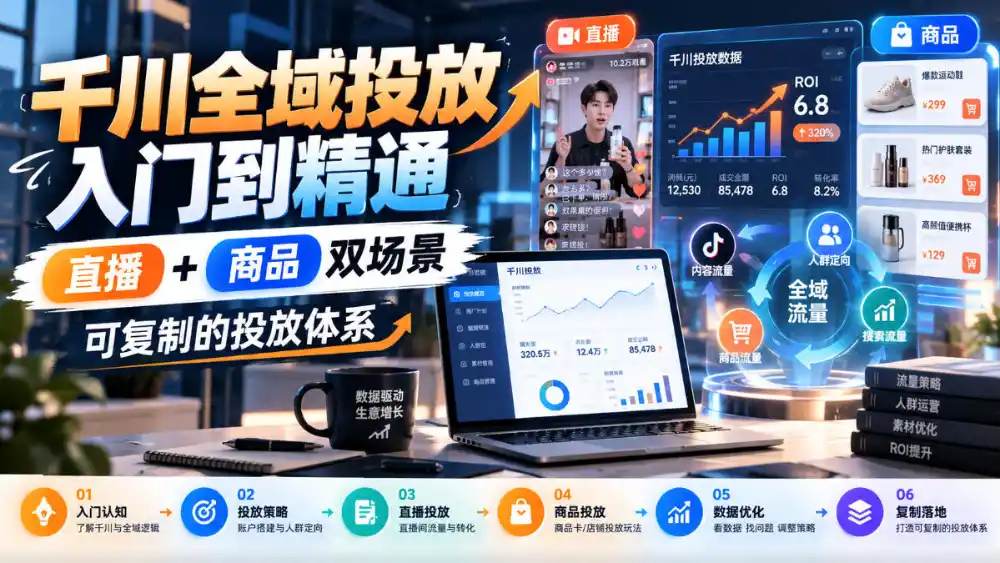 千川全域投放入门到精通，直播+商品双场景，可复制的投放体系(更新1026)-云网创