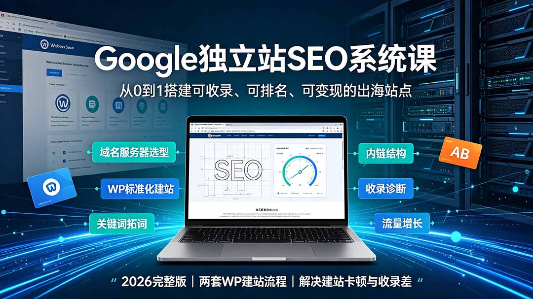 Google独立站SEO-7月系统课：出海基建×WordPress建站×AI内容生产×站内外优化×Search Console×AdSense变现-云网创