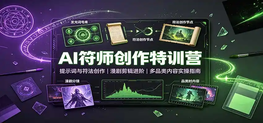 AI符师创作特训营:提示词与符法创作,漫剧剪辑进阶,多品类内容实操指南-云网创