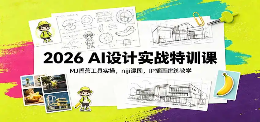 2026 AI设计实战特训课:MJ香蕉工具实操,niji混图,IP插画建筑教学-云网创