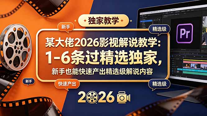 某大佬2026影视解说教学：1-6条过精选独家，新手也能快速产出精选级解说内容-云网创