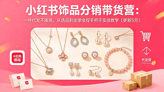 小红书饰品分销带货营：一件代发不囤货，从选品到出单全程手把手实战教学(更新5月-云网创